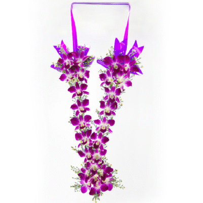Royal Purple Orchid Garland (Single Layer)