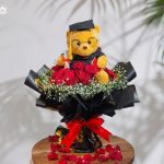Beary Romantic: Classic Red Rose Bouquet & Plushie
