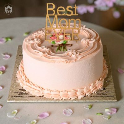 "Best Mom Ever" Floral Ribbon Cake
