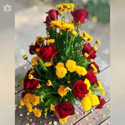 The Radiant Crimson & Gold Flowerpot