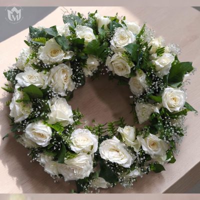 The Eternal Remembrance White Rose Coffin Wreath