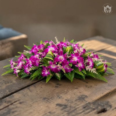 The Vibrant Orchid & Fern Tabletop Arrangement 